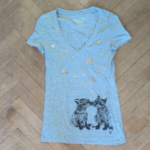 Gray American Eagle' Fox Print T-Shirt Size XS